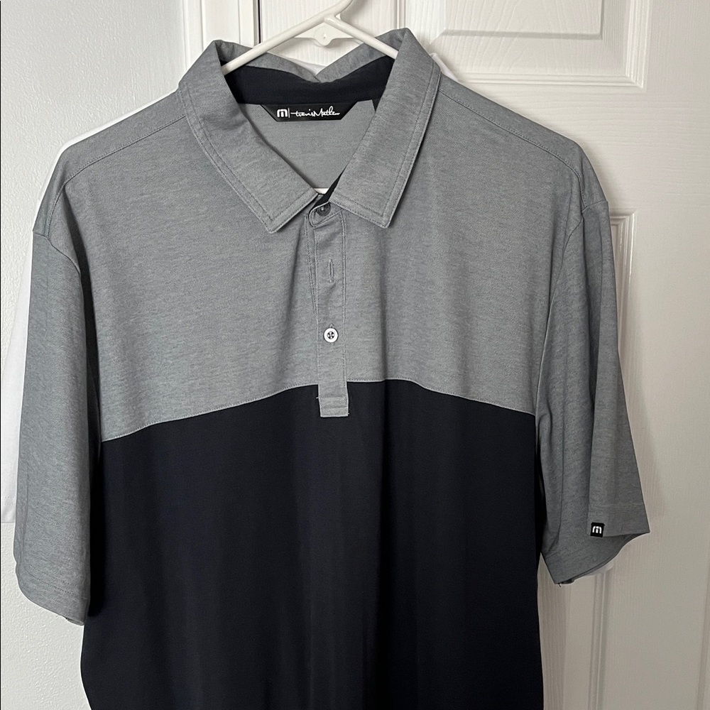 Travis Mathew Two-Tone Polo Shirt in Gray and Black